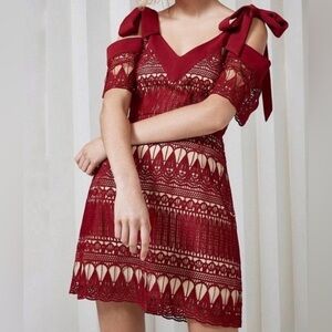 Keepsake the Label Walk On By Lace Dress Berry Cutout - Size M